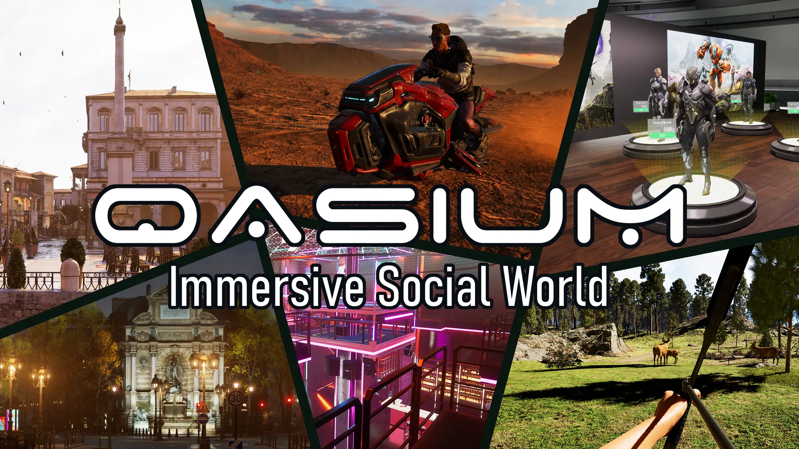 OASIUM immersive social world collage
